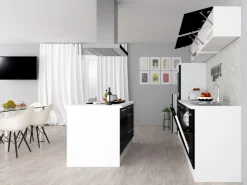 Respekta Premium Inselhauben|Kücheninseln<Inselküche 310 cm -Weiß Schwarz Hochglanz