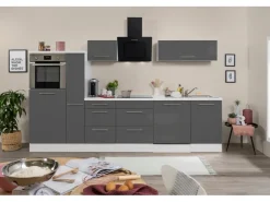 Sale Respekta Premium Küchenzeile 310 cm Hochbau -Weiß Grau Hochglanz