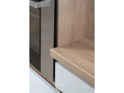 Sale Premium Küchenzeile GLRP445HESWGKEOES Grifflos 445 cm Weiß Eiche NB Kühlschränke|Einbauküchen