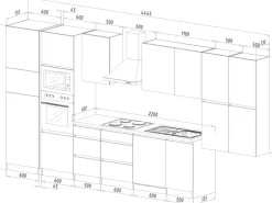Sale Premium Küchenzeile GLRP445HESWGKEOES Grifflos 445 cm Weiß Eiche NB Kühlschränke|Einbauküchen