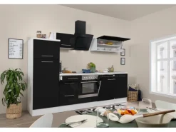 Hot Respekta Premium Küchenzeile 280 cm -Weiß Schwarz Hochglanz