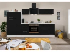 Clearance Respekta Premium Küchenzeile 300 cm -Weiß Schwarz Hochglanz