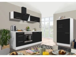 Clearance Respekta Premium Küchenzeile 300 cm -Weiß Schwarz Hochglanz