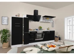 Respekta Premium Kühlschränke<Küchenzeile 310 cm -Weiß Schwarz Hochglanz