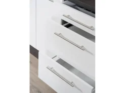Respekta Premium Kochfelder|Einbauküchen<Küchenzeile 210 cm -Weiß Schwarz Hochglanz