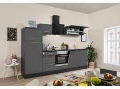 Sale Küchenzeile 280 cm -Eiche Grau Kochfelder|Winkelküchen