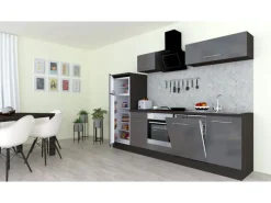 Sale Küchenzeile 280 cm -Eiche Grau Kochfelder|Winkelküchen
