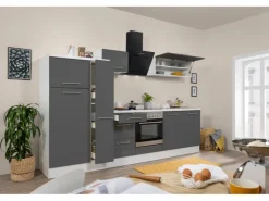 Hot Respekta Premium Küchenzeile 300 cm -Weiß Grau Hochglanz
