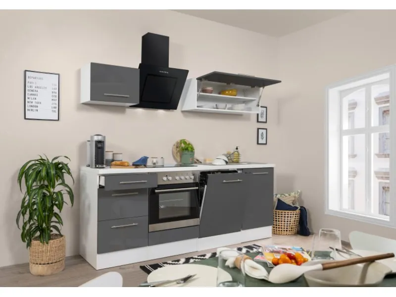 Clearance Küchenzeile 220 cm -Weiß Herde|Kochfelder