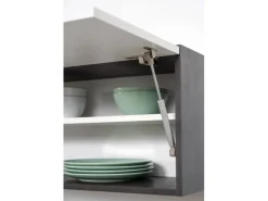 Respekta Premium Küchenzeile 210 cm -Eiche Grau Grau Hochglanz