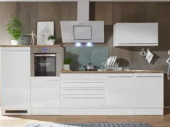 Respekta Premium Küchenzeile BERP320HWWC 320 cm Weiß Hochglanz Hochglanz Weiß