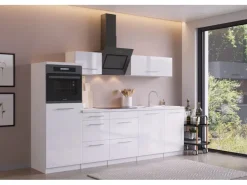 Sale Respekta Premium Küchenzeile RP280HWW42060BS 280 cm Hochglanz Weiß