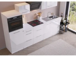 Sale Respekta Premium Küchenzeile RP280HWW42060BS 280 cm Hochglanz Weiß