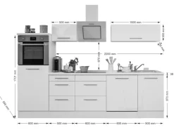Sale Respekta Premium Küchenzeile RP280HWW42060BS 280 cm Hochglanz Weiß