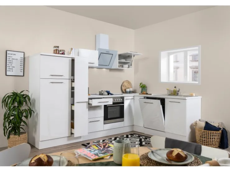 Discount Respekta Premium Winkelküche RP290WWC 290 x 200 cm Weiß Hochglanz-Weiß