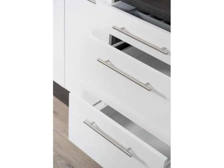 Respekta Premium Winkelküchen|Kühlschränke<Winkelküche RP290WGC 290 x 200 cm Grau Hochglanz-Weiß