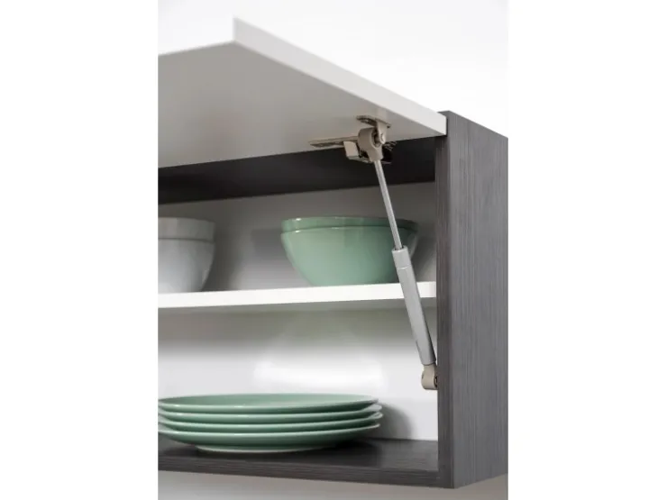 Respekta Premium Winkelküchen|Kochfelder<Winkelküche 260 x 200 cm -Eiche Grau Grau Hochglanz