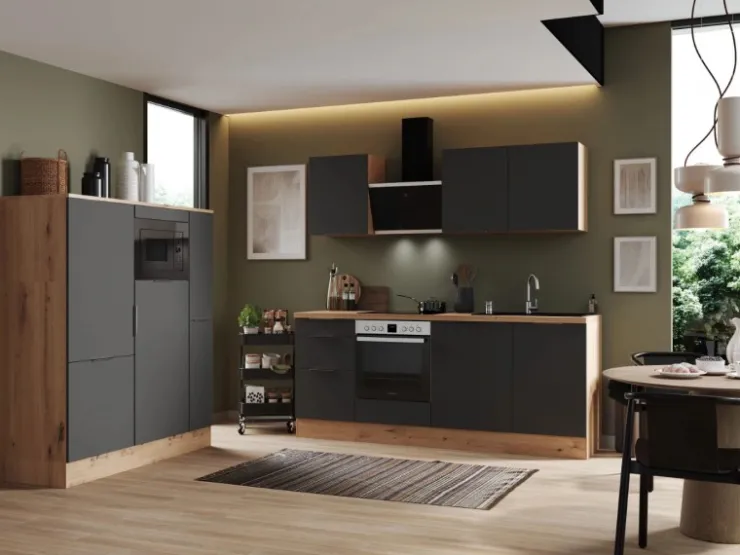 Best Respekta Selection Küchenzeile Elisabeth RS370AGH 370 cm Grau-Artisan Eiche Nb.