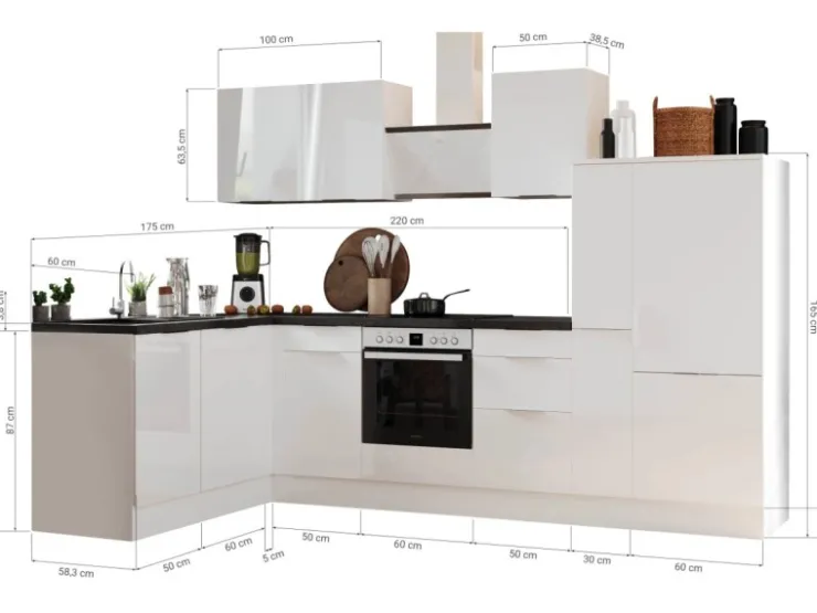 Best Selection Winkelküche Elisabeth RSL310AAH 310 cm Artisan Eiche Nb. Winkelküchen