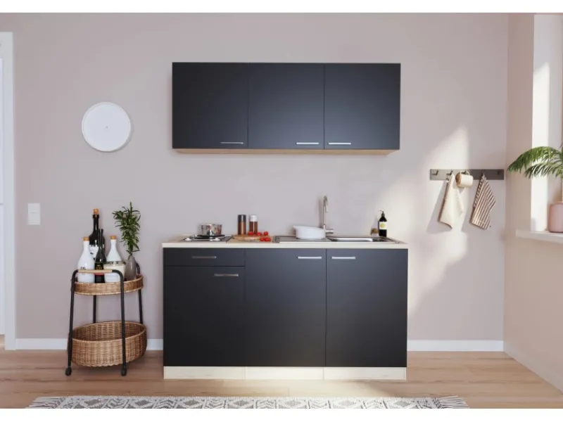 Sale Singleküche Luis 150 cm -Eiche sägerau Single-Küchen|Pantryküchen