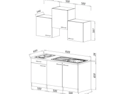 Sale Singleküche Luis 150 cm -Eiche sägerau Single-Küchen|Pantryküchen
