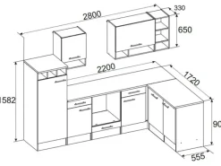 Sale Winkelküche BEKBL280EGC 280 x 172 cm Grau-Wildeiche Nachbildung Winkelküchen