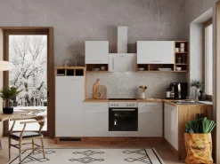 Sale Respekta Winkelküche BEKBL280EWC 280 x 172 cm Weiß-Wildeiche Nachbildung
