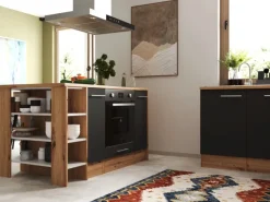 Online Winkelküche Hilde 280 x 172 cm Grau Inselhauben|Winkelküchen