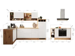 Online Winkelküche Hilde 280 x 172 cm Grau Inselhauben|Winkelküchen