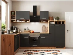 Best Respekta Winkelküche Hilde 310 x 172 cm mit Kücheninsel Grau