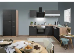 Respekta Winkelküchen|Herde<Winkelküche KBL310ESGS 310 cm -Eiche Sonoma Sägerau Nachbildung Grau