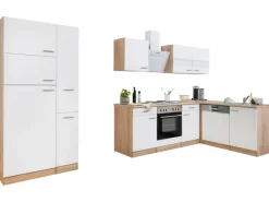 Respekta Winkelküchen|Kühlschränke<Winkelküche KBL310ESWS 310 cm -Eiche Sonoma Sägerau Nachbildung Weiß