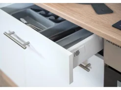 Respekta Winkelküchen|Kochfelder<Winkelküche KBL280ESWSC 280 cm -Eiche Sonoma Sägerau Nachbildung Weiß
