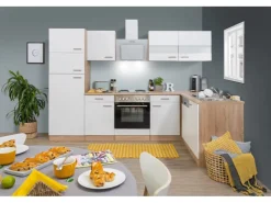 Respekta Winkelküchen|Herde<Winkelküche KBL280ESWS 280 cm -Eiche Sonoma Sägerau Nachbildung Weiß