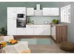 Sale Respekta Winkelküche KBL340EYWMISGKE 340 cm Weiß Eiche York Nachbildung