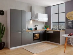 Sale Respekta Winkelküche KBL310WGCGKEG 310 x 172 cm Grau-Weiß-Butcher Nussbaum