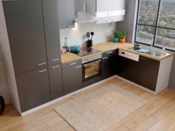 Sale Respekta Winkelküche KBL310WGCGKEG 310 x 172 cm Grau-Weiß-Butcher Nussbaum