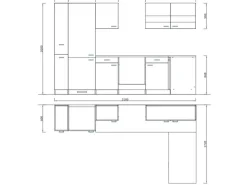 Sale Winkelküche KBL310WSCGKEG 310 x 172 cm Schwarz-Weiß-Butcher Nussbaum Kühlschränke|Winkelküchen