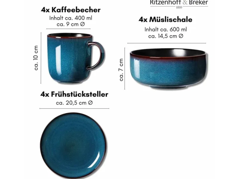 Hot Bali Frühstücks-Set 12-teilig Geschirr