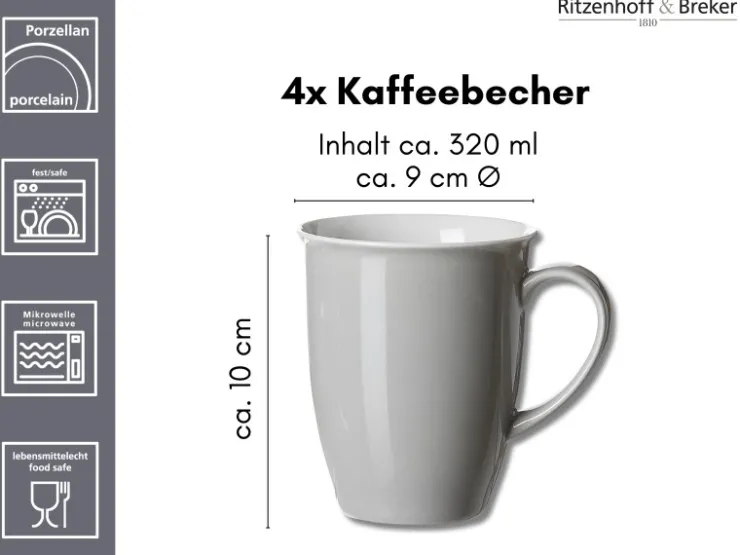 Outlet Ritzenhoff & Breker Doppio Kaffeebecher 320 ml 4er Set Gelb