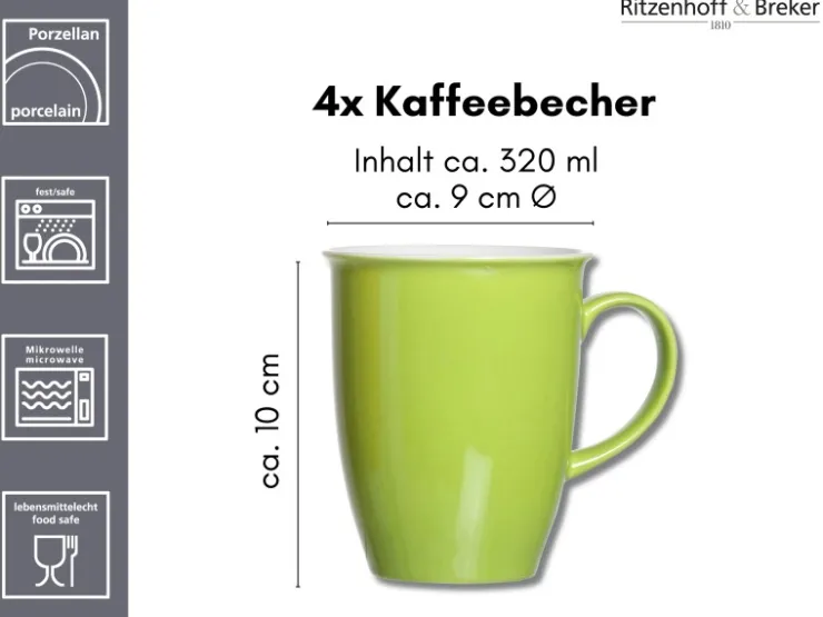 Ritzenhoff & Breker Geschirr<Doppio Kaffeebecher 320 ml 4er Set Grün
