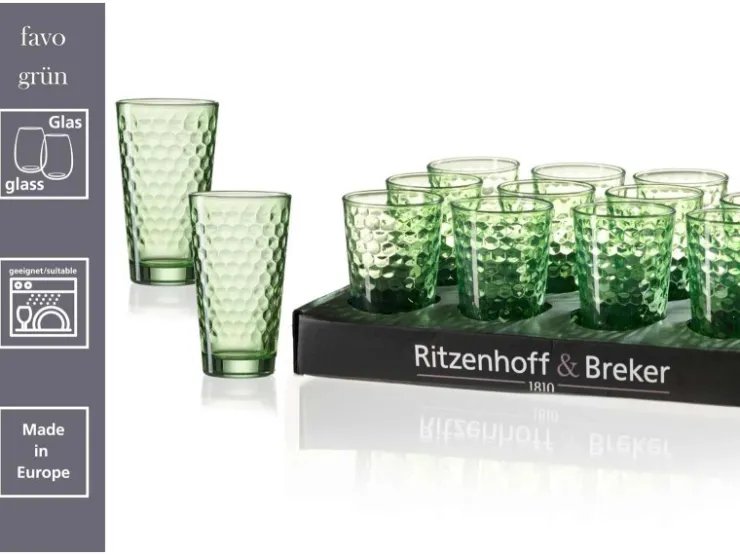 Ritzenhoff & Breker Geschirr<Favo Longdrinkgläser 400 ml 6er Set Grün