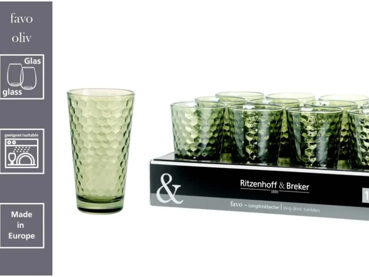 Ritzenhoff & Breker Geschirr<Favo Longdrinkgläser 400 ml 6er Set Oliv