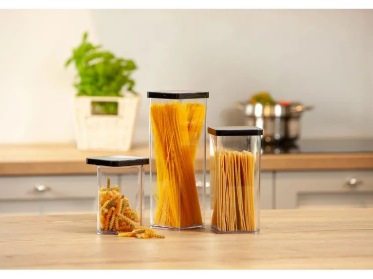 Best Rotho Dose Loft Premium Quadratisch 2 l Transparent-Schwarz
