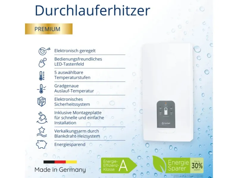 Hot Durchlauferhitzer Premium 18/21/24/27 kW Durchlauferhitzer