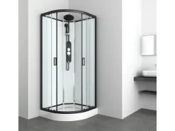 Discount Sanotechnik Komplettdusche Epic Rund Schwarz 235 cm x 90 cm x 90 cm