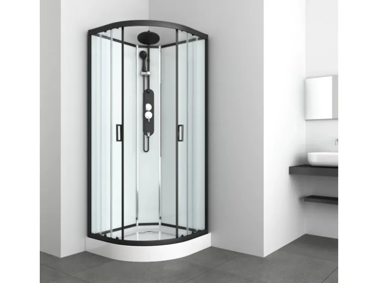 Discount Sanotechnik Komplettdusche Epic Rund Schwarz 235 cm x 90 cm x 90 cm