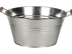 Töpfe<Schale mit Henkel und Holzgriff 18 cm x 43 cm x 35 cm Zink Standard