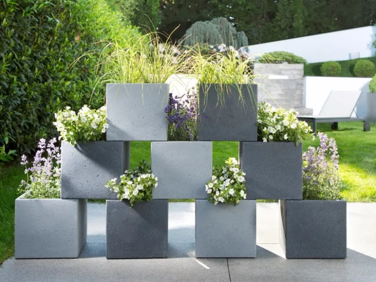 Sale Scheurich Pflanzgefäß C-Cube 240 38 cm x 38 cm Stony Grey Grau