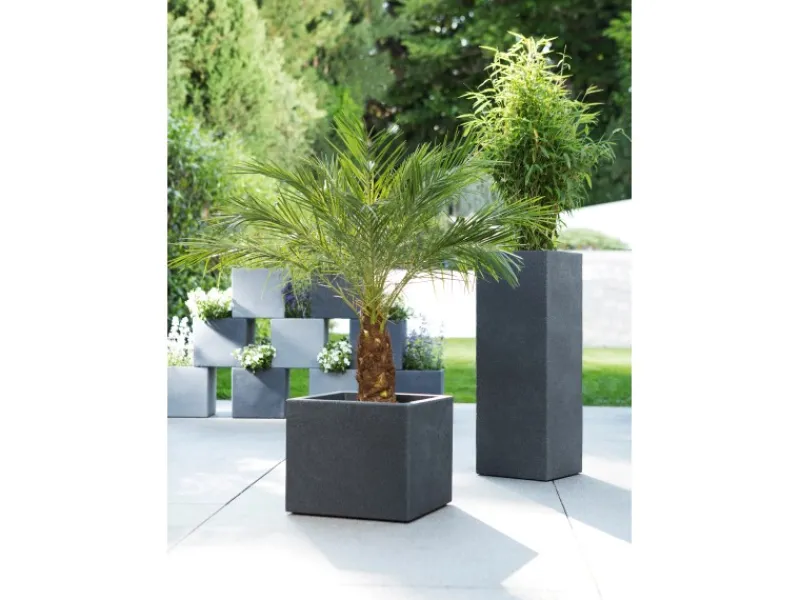 Sale Pflanzgefäß C-Cube High Ø 26 cm Stony Grey Töpfe